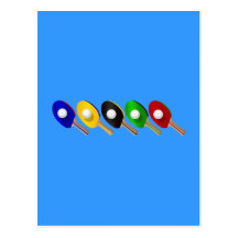 Batte de ping-pong et sports de boule de ping-pong cartes postales