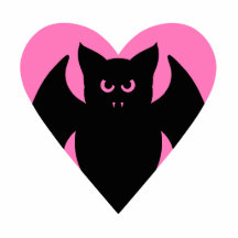 Batte de vampire noire mignonne au coeur rose photo sculpture
