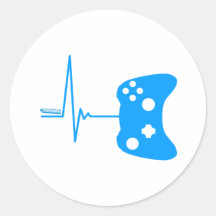 Battement de coeur de jeu - protection de geek de  autocollant rond