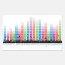 Battements colorés de musique en nature sticker rectangulaire