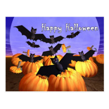 Battes et citrouilles de Halloween Carte Postale