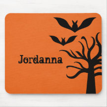 Battes mystérieuses Halloween Mousepad, orange Tapis De Souris