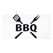 BBQ avec l'icône de couverts Cartes Avec Photo