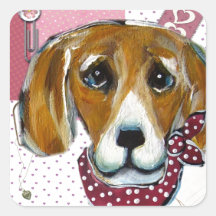 BEAGLE DE VALENTINE STICKER CARRÉ