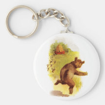 Bear Running From Bees Keychains