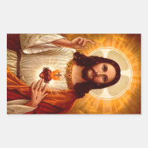 Beau coeur sacré religieux d'image de Jésus Stickers Rectangulaires