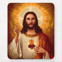 Beau coeur sacré religieux d'image de Jésus Tapis De Souris