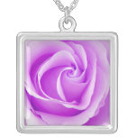 Beau collier violet de pendentif de rose de pourpr