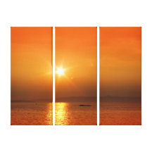 Beau coucher du soleil au-dessus de l'océan toiles tendues