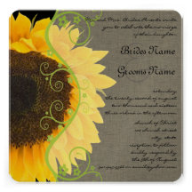 Beau faire-part de mariage élégant de tournesol