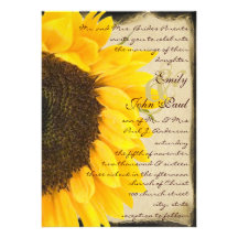 Beau faire-part de mariage élégant de tournesol