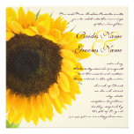 Beau faire-part de mariage élégant de tournesol