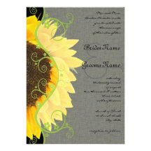 Beau tournesol sur le faire-part de mariage noir