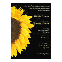 Beau tournesol sur le faire-part de mariage noir