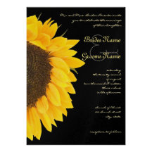 Beau tournesol sur le faire-part de mariage noir