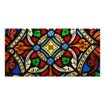 Beau verre souillé religieux cartes de vœux avec photo