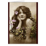 Beauté vintage avec des fleurs carte de vœux