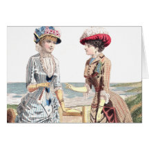 Beautés victoriennes à la plage - carte de voeux