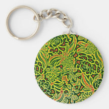 Beautiful Neon Bright Floral Design Pattern Keychain
