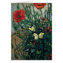 Beaux-arts de pavots et de papillons de Van Gogh ( Carte