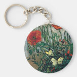 Beaux-arts de pavots et de papillons de Van Gogh ( Porte-clés