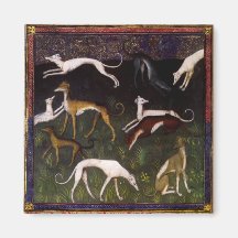 Beaux-arts médiévaux de lévriers magnets pour réfrigérateur