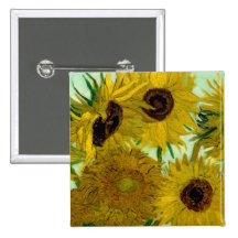 Beaux-arts vintages des tournesols de Van Gogh (F4 Badge Avec Épingle