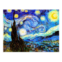 Beaux-arts vintages étoilés de la nuit de Van Gogh Carte Postale