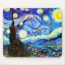 Beaux-arts vintages étoilés de la nuit de Van Gogh Tapis De Souris
