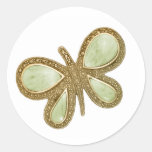 Beaux autocollants de mariage de papillon d'or