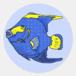 Beaux poissons tropicaux bleus de perroquet adhésifs