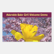 Bébé adorable ! Ressort bienvenu de nom de bébé Sticker En Rectangle