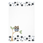 Bébé bleu de hibou papier à lettre customisé