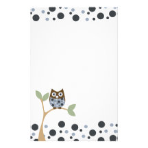 Bébé bleu de hibou papier à lettre customisé