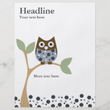 Bébé bleu de hibou prospectus personnalisés