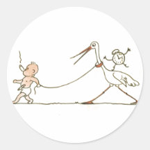 Bébé et cigogne autocollant