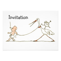 Bébé et cigogne invitations