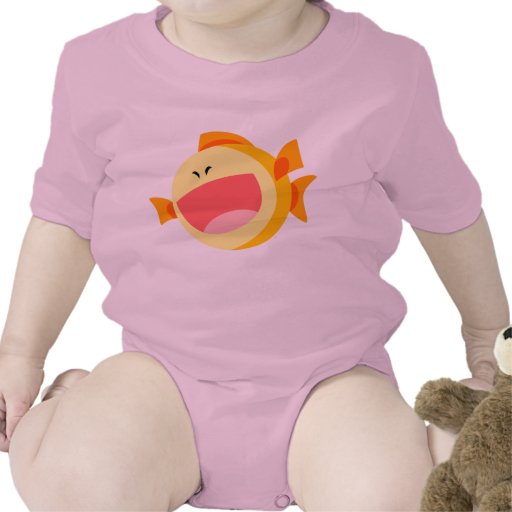Bébé heureux mignon de poissons de bande dessinée t-shirts