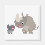 Bébé mignon de rhinocéros de bande dessinée et gra magnets
