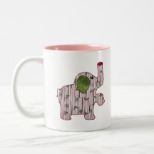 Bébé mignon d'éléphant rose de style campagnard no tasses à café