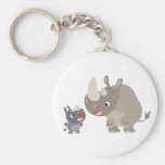Bébé mignon et grand rhinocéros Keychain de rhinoc porte-clés