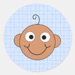 Bébé mignon. Fond bleu de contrôle Autocollants