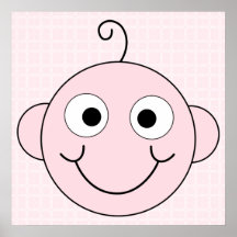 Bébé mignon. Fond rose de contrôle Affiches
