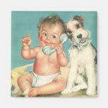 Bébé mignon vintage parlant sur le chien de Terrie Aimants