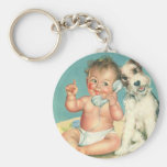 Bébé mignon vintage parlant sur le chiot de téléph porte-clefs
