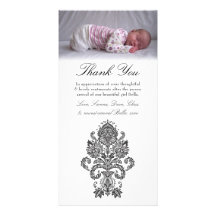Bébé noir et blanc PhotoCard de note de Merci de d Photocarte
