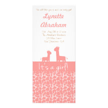 Bébé - silhouettes et copies roses de girafe cartons d'invitation