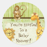 Bébés de jungle, autocollants de baby shower de ga