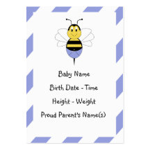 BeeBee gaffent le faire-part de naissance d'abeill Modèle De Carte De Visite