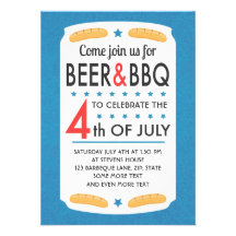 Beer and BBG 4th of july party invitation